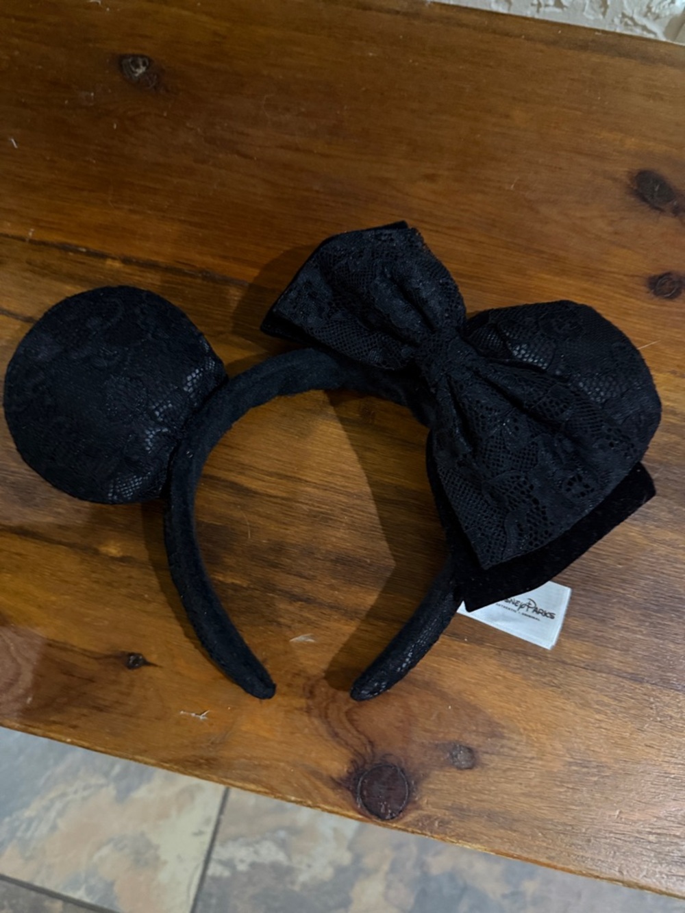 Disney Black Lace Minnie Ear Headband with Bow